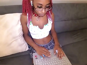 Stepbrother maladroitly fucks ebony schoolgirl after conglomeration